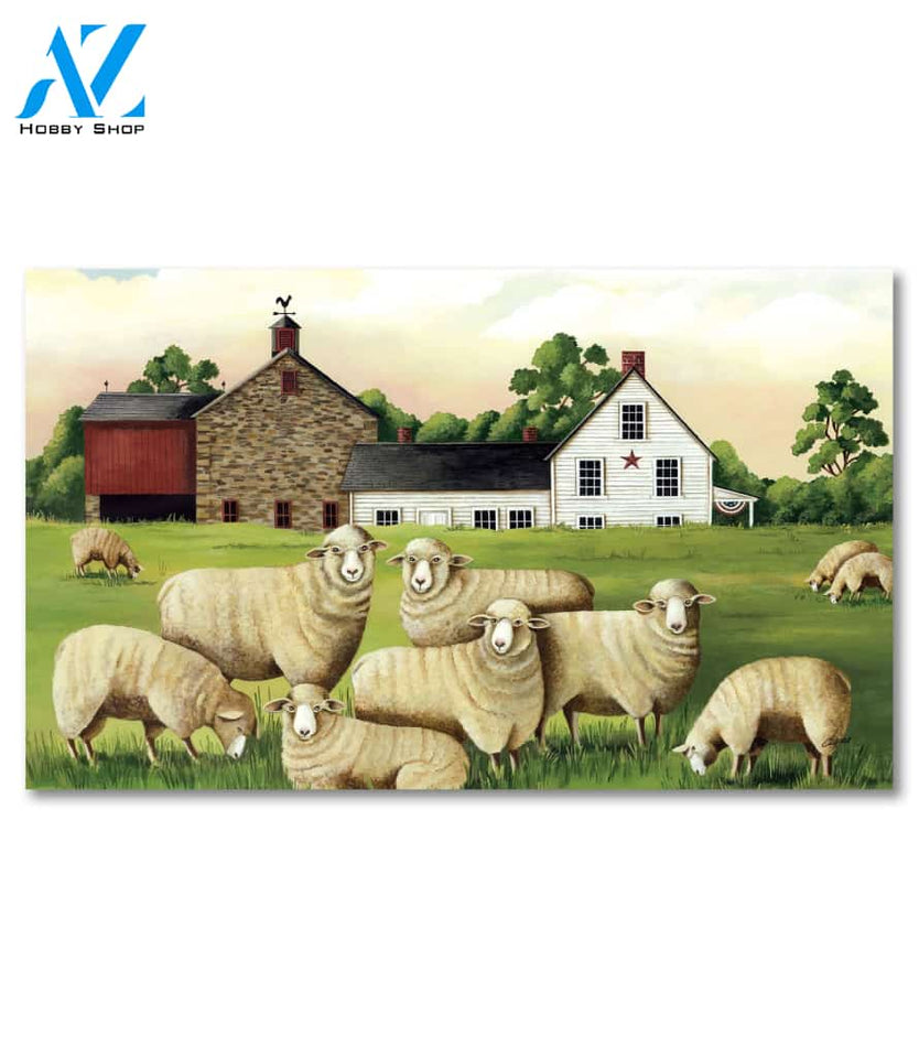 Farmhouse Sheep Doormat - 18" x 30"