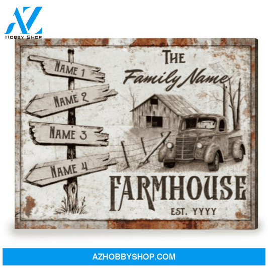 Farmhouse Sign Personalized Names Sign Canvas Print Unique Gift For A Family