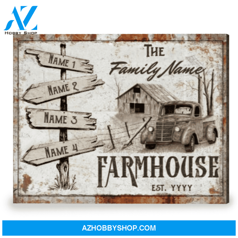 Farmhouse Sign Personalized Names Sign Canvas Print Unique Gift For A Family