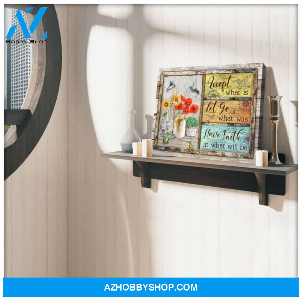 Farmhouse Wall Art Decor Canvas Floral Mason Jars and Hummingbirds Accept what is Window Ohcanvas