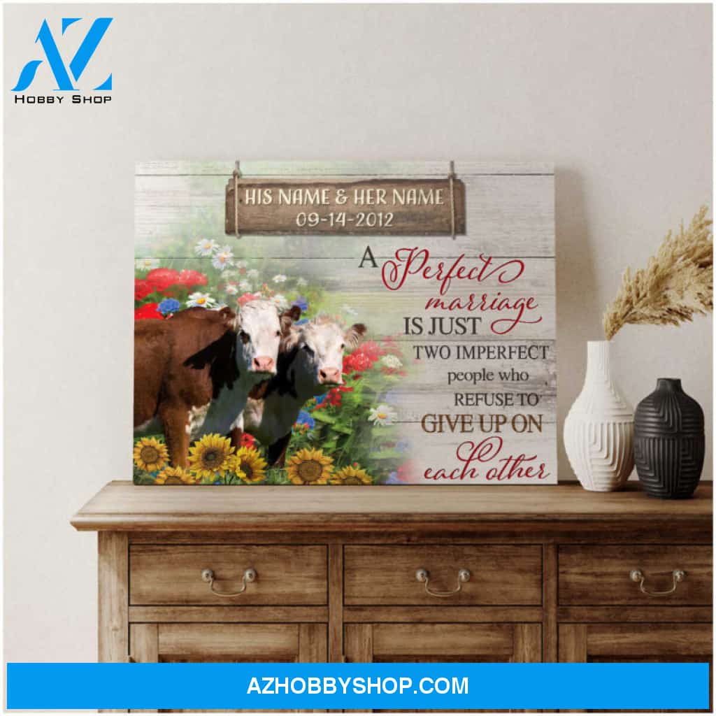 Farmhouse Wall Art Gifts For 5 Year Anniversary Personalized Names Canvas Print