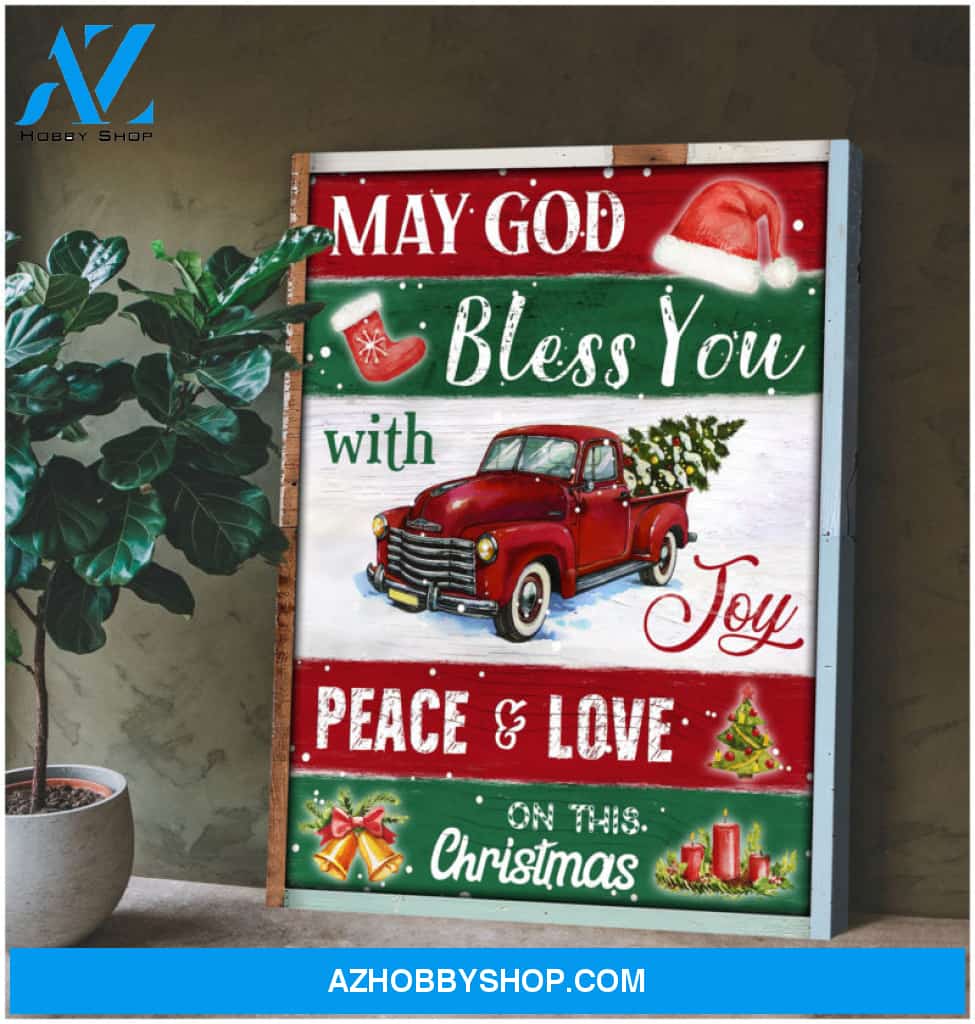 Farmhouse Wall Decor Christmas Gifts Pickup Truck May God Bless You With Joy Ohcanvas