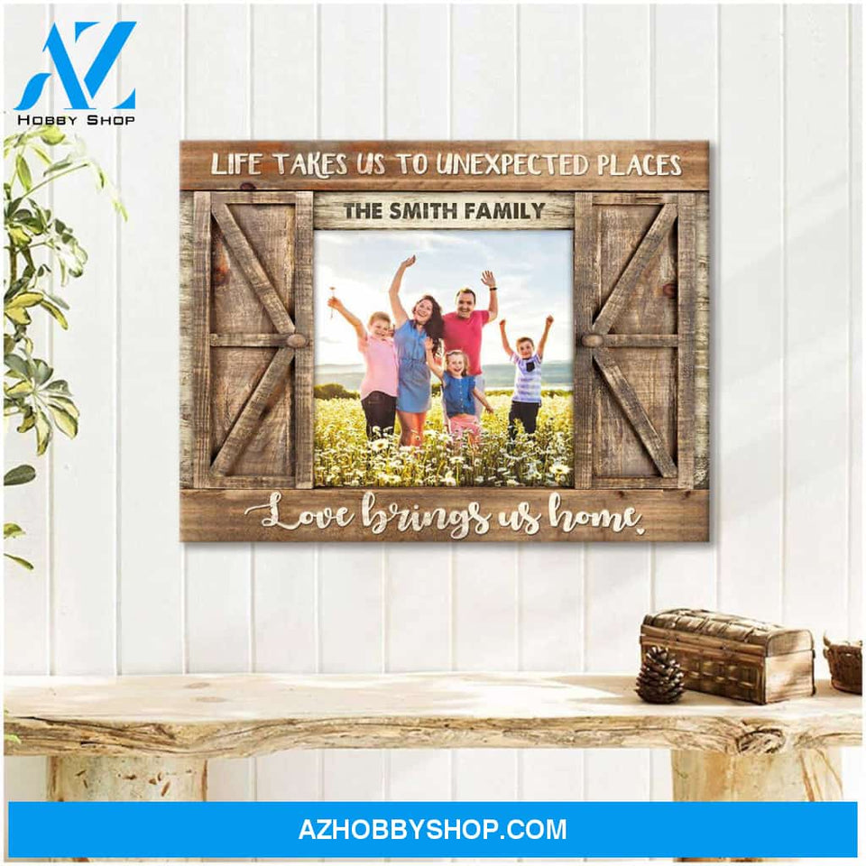 Personalized Photo Gifts Farmhouse Wall Decor Love brings us home, Custom Canvas Prints Family