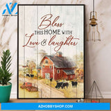 Farming Bless This Home With Love And Laughter Canvas And Poster, Wall Decor Visual Art