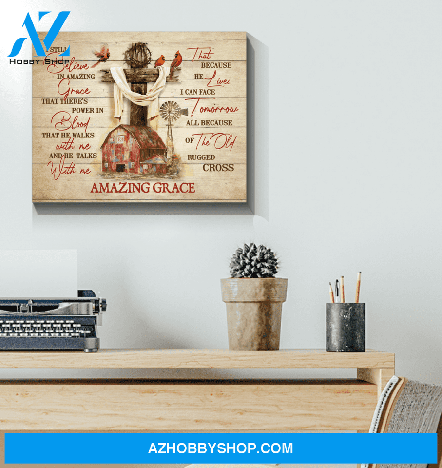 Farming Cardinal Amazing Grace Premium Canvas Wall Art, Wall Decor Visual Art