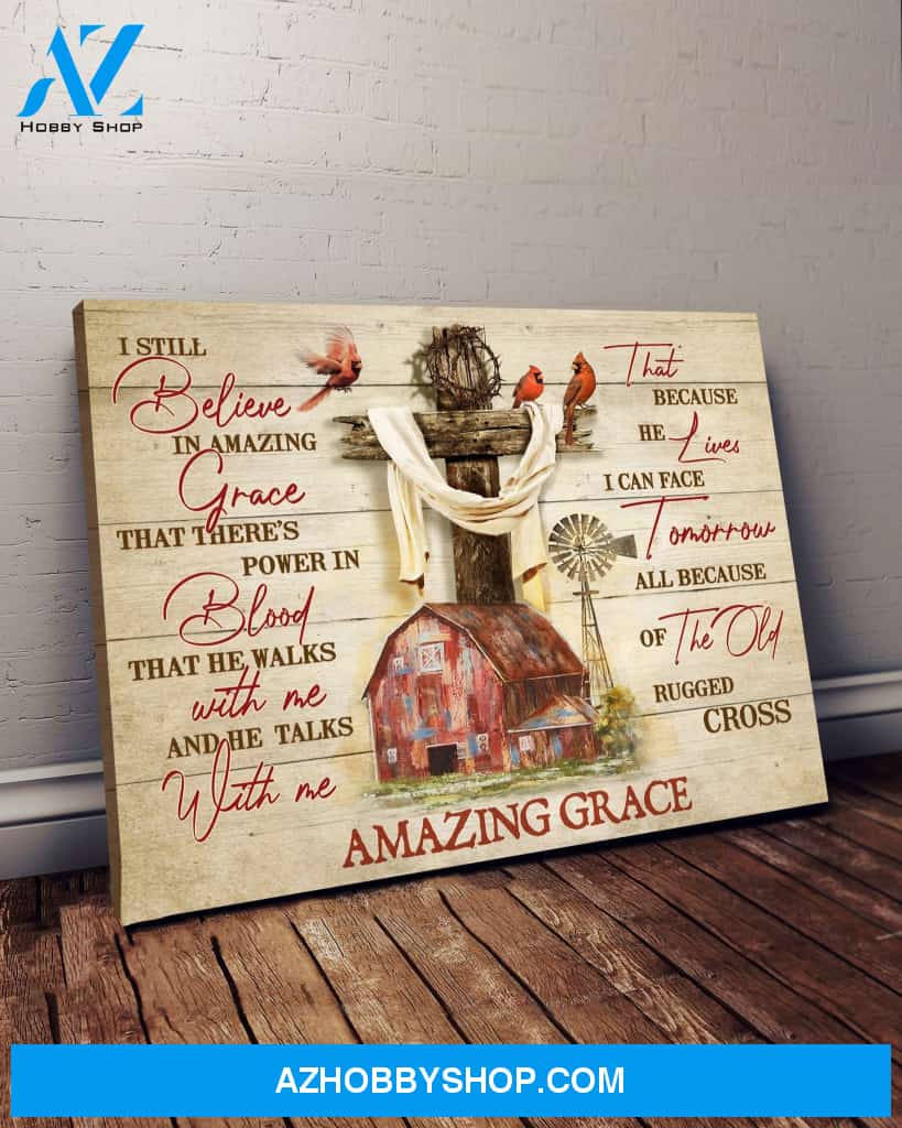 Farming Cardinal Amazing Grace Premium Canvas Wall Art, Wall Decor Visual Art