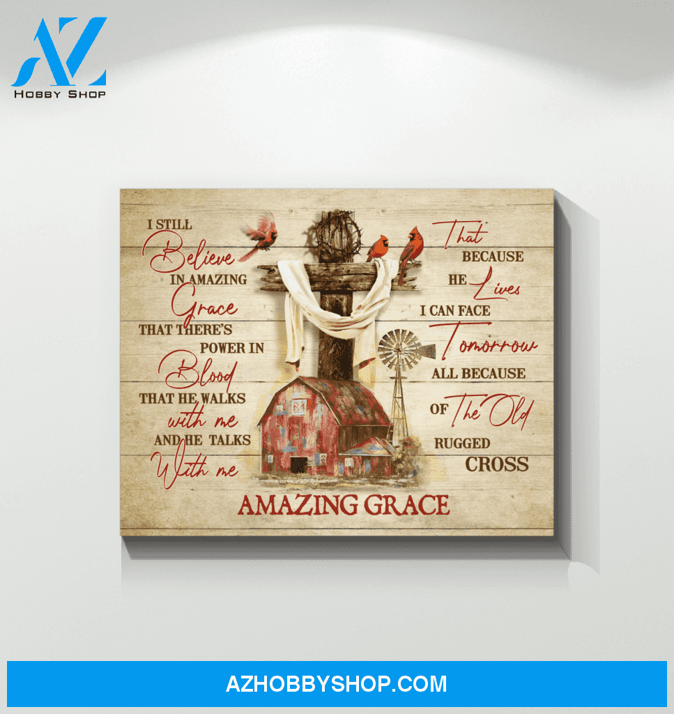 Farming Cardinal Amazing Grace Premium Canvas Wall Art, Wall Decor Visual Art