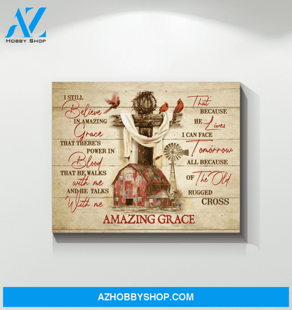 Farming Cardinal Amazing Grace Premium Canvas Wall Art, Wall Decor Visual Art