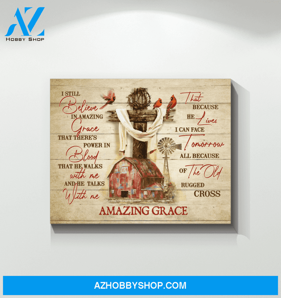 Farming Cardinal Amazing Grace Premium Canvas Wall Art, Wall Decor Visual Art