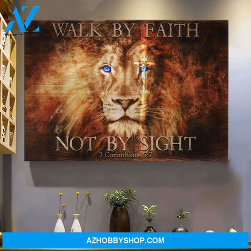 Fascinating lion - Walk by faith not by sight Jesus Landscape Canvas Prints - Wall Art