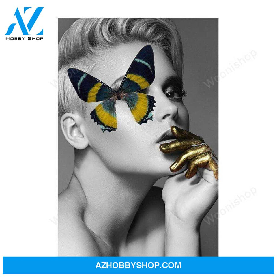 Fashionable Sexy Beauty Canvas Painting Butterfly Woman Portrait Home Decoration Posters Bedroom Hanging Painting Wall Pictures