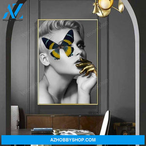 Fashionable Sexy Beauty Canvas Painting Butterfly Woman Portrait Home Decoration Posters Bedroom Hanging Painting Wall Pictures