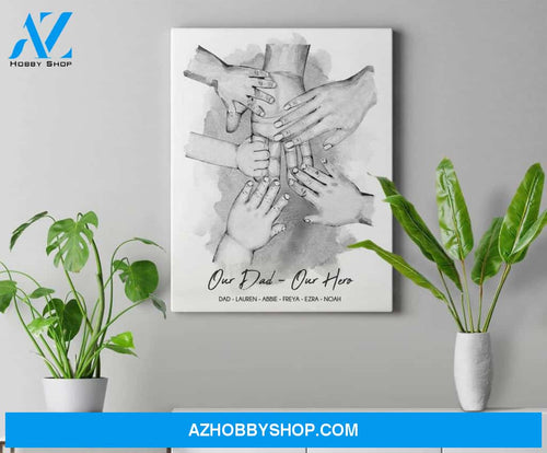 Father and Children Daughters Sons Kids Canvas And Poster, Canvas Painting, Wall Decor Visual Art, Gift Father's Day