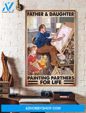 Father And Daughter Painting Partners For Life Vertical Wall Art Canvas Prints Unique Gifts