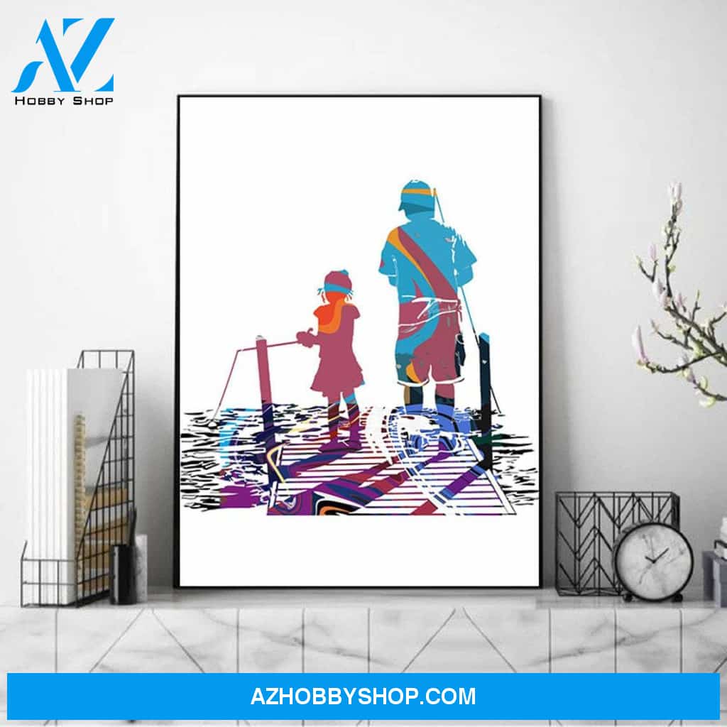 Father And Daughters Canvas And Poster, Wall Decor Visual Art, Gift Father's Day
