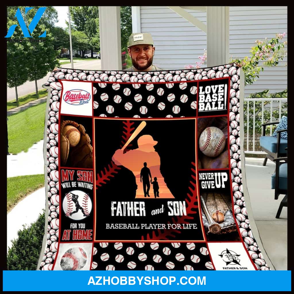 Father and Son Baseball Fleece Blanket Player For Life Great Customized Blanket Gift For Father's Day Birthday Christmas Thanksgiving