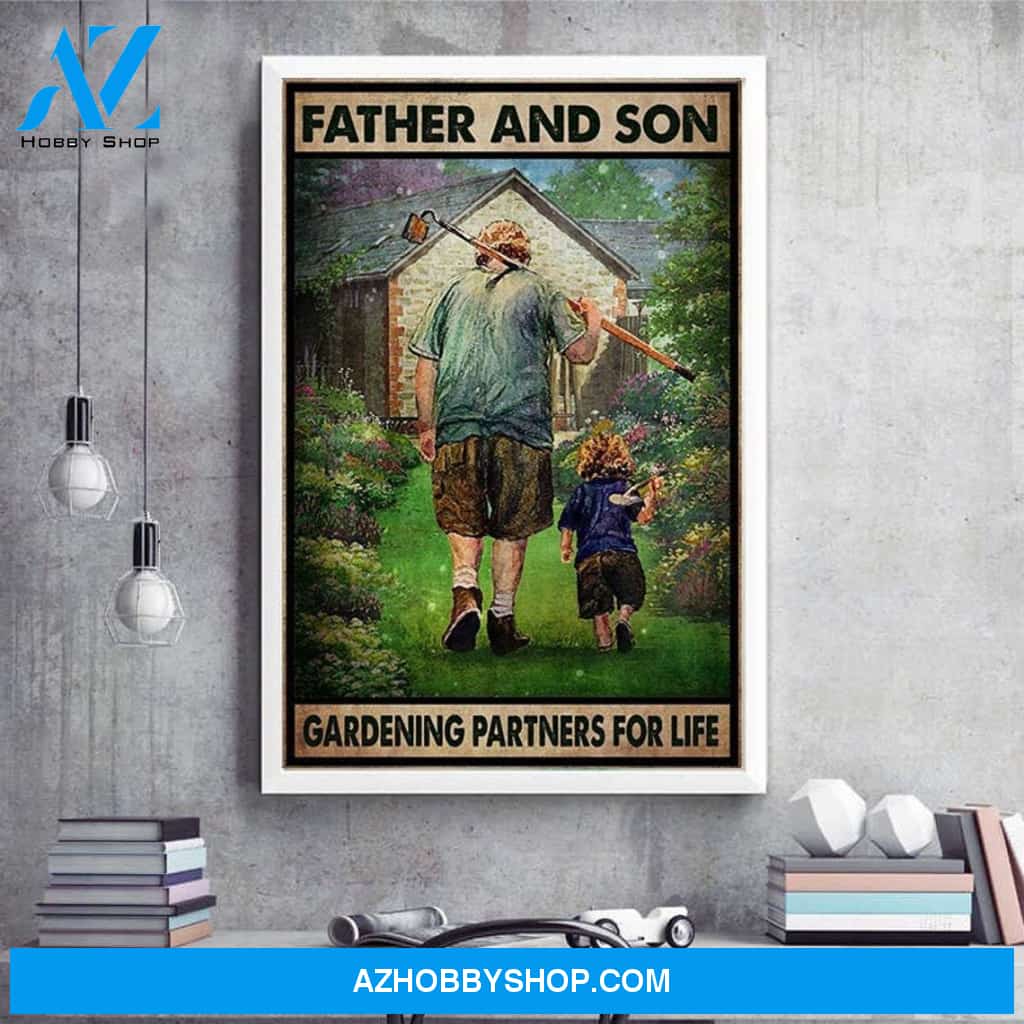 Father And Son Garden Partners For Life Canvas And Poster, Wall Decor Visual Art, Gift Father's Day