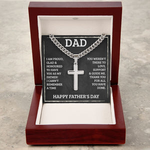 Father's Day Personalized Cross Necklace with Cuban Chain