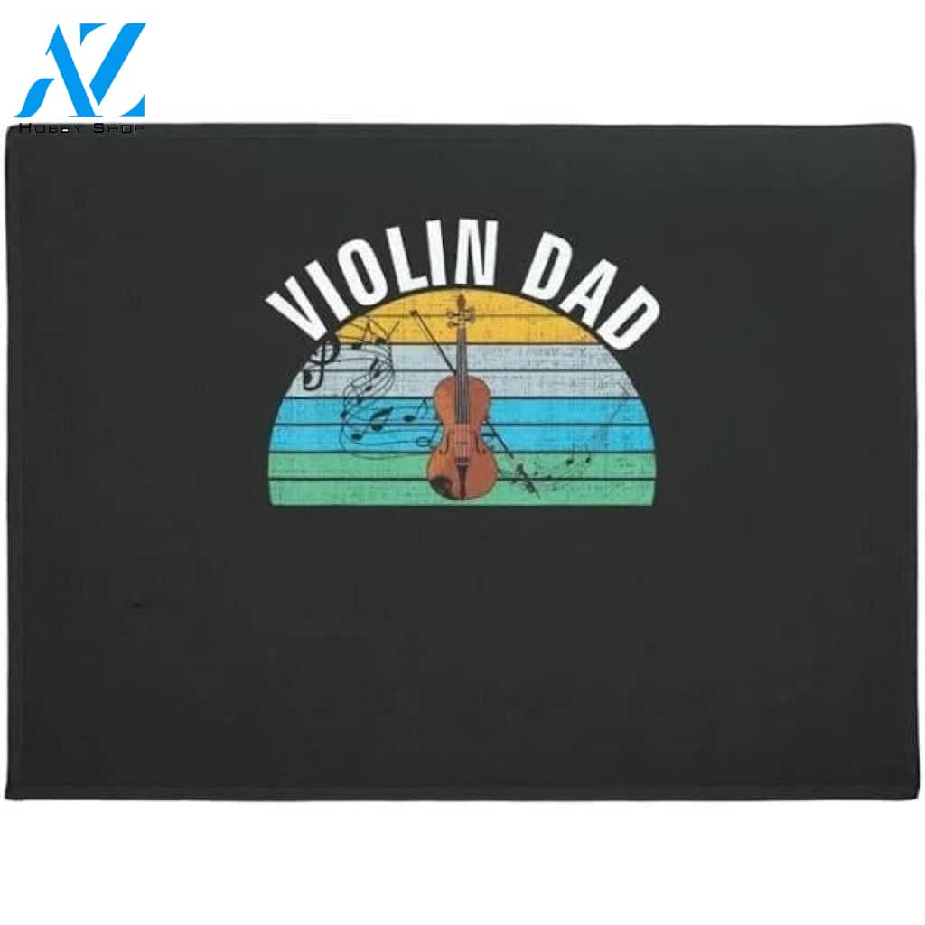Fathers Day - Retro Vintage Violin Dad Funny Music Fathers Day Doormat Housewarming Gift Family Welcome Mat Gift For Friend Family