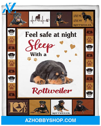 Feel Safe At Night Sleep With A Rottweiler Blanket Gift For Dog Lovers Birthday Gift Home Decor Bedding Couch Sofa Soft