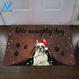 Feliz Naughty Dog Bulldog Doormat Christmas Decoration Doormat Welcome Mat Housewarming Home Decor Gift For Dog Lovers Funny Doormat Gift Idea