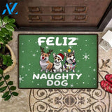 Feliz Naughty Dog Corgi Doormat Christmas Vacation Doormat Welcome Mat Housewarming Home Decor Gift For Dog Lovers Funny Doormat Gift Idea