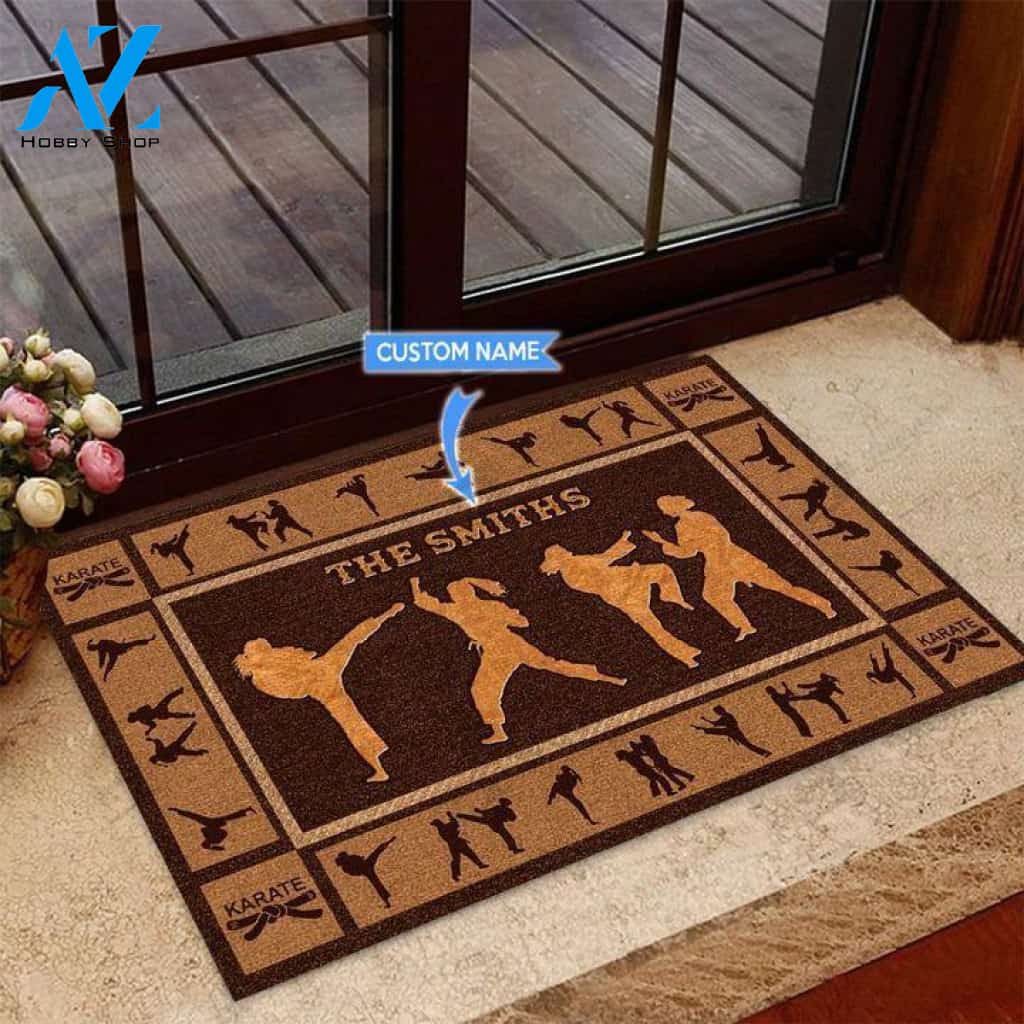 Female Karate Basic Brown Custom Doormat | Welcome Mat | House Warming Gift