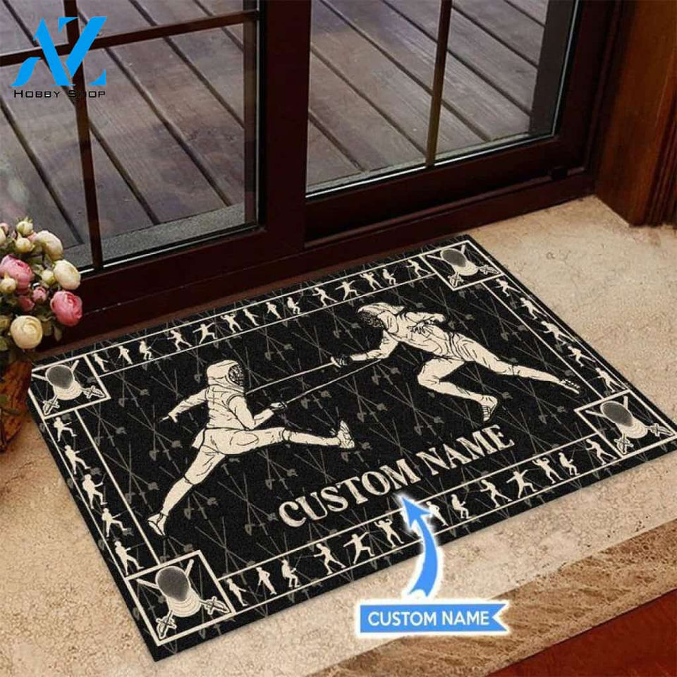 Fencing Black Pattern Custom Doormat | Welcome Mat | House Warming Gift