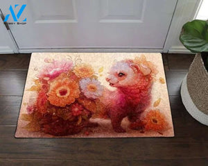 Ferret With Flower Doormat Welcome Mat Doormat Warm House Gift Welcome Mat Gift for Friend Family