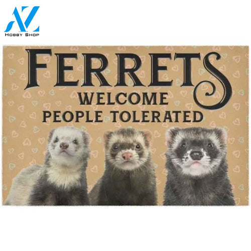 Ferrets Welcome People Tolerated Doormat Welcome Mat Housewarming Gift Home Decor Funny Doormat Gift For Ferret Lovers