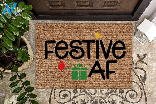 Festive AF Colorful Christmas Doormat | Welcome Mat | House Warming Gift