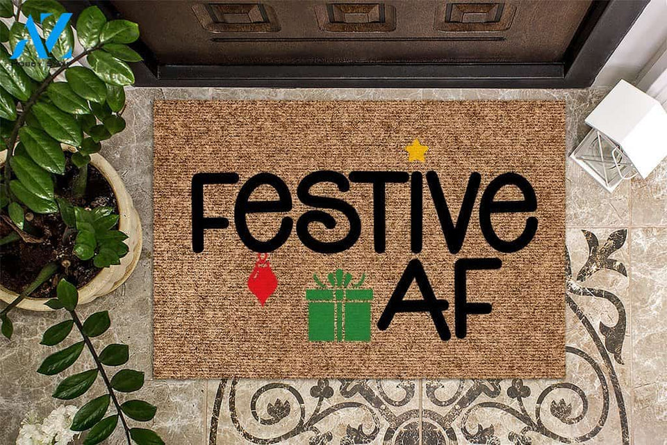 Festive AF Colorful Christmas Doormat | Welcome Mat | House Warming Gift