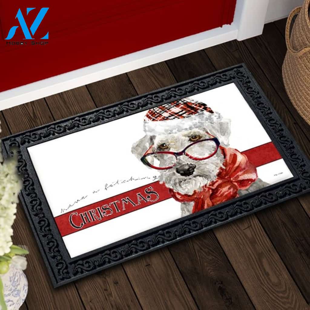 Fetching Christmas Schnauzer Doormat - 18" x 30"
