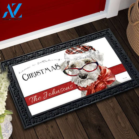 Fetching Christmas Schnauzer Personalized Doormat - 18" x 30"