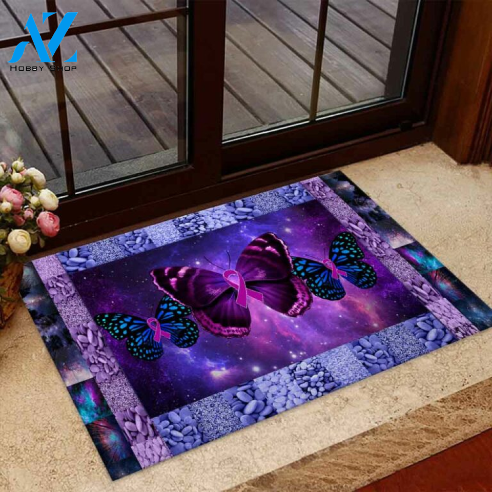 Fibromyalgia Awareness Butterflies Doormat | Welcome Mat | House Warming Gift