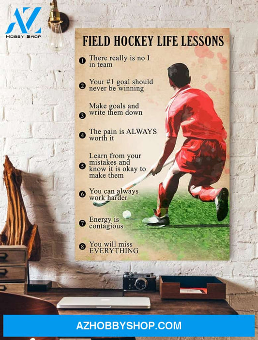 Field Hockey Life Lessons Vertical Wall Art Canvas Prints Kids Gift Ideas