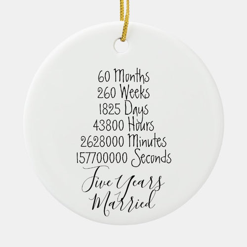Fifth Anniversary 5Th Married Years Wedding Lover Ceramic Ornament