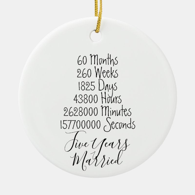 Fifth Anniversary 5Th Married Years Wedding Lover Ceramic Ornament