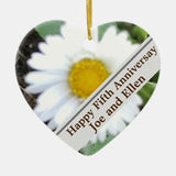 Fifth Wedding Anniversary Daisy Ceramic Ornament