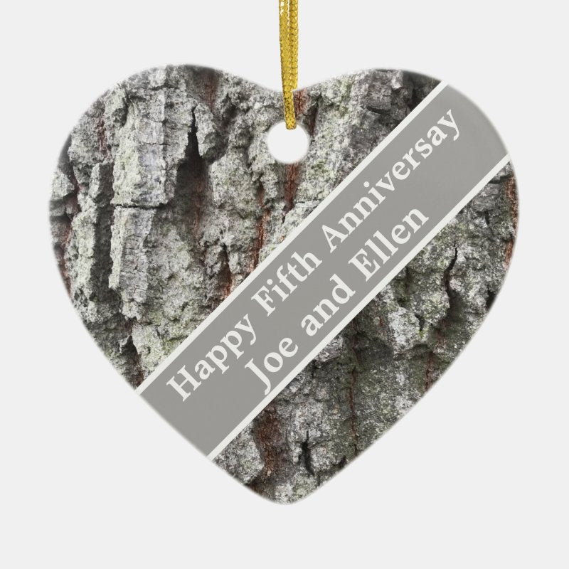 Fifth Wedding Anniversary Editable Ceramic Ornament