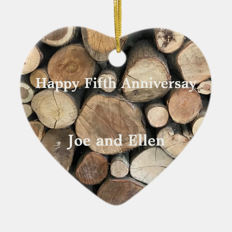 Fifth Wedding Anniversary Editable Ceramic Ornament