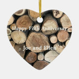 Fifth Wedding Anniversary Editable Ceramic Ornament