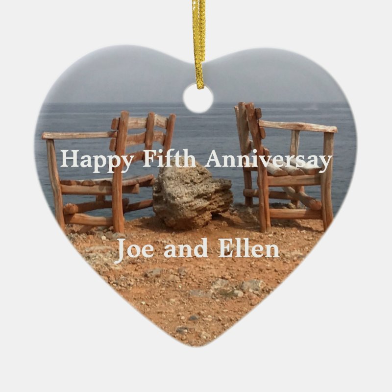 Fifth Wedding Anniversary Editable Ceramic Ornament