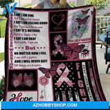 Fight Like A Warrior Pink Ribbon Butterfly, Breast Cancer Blanket