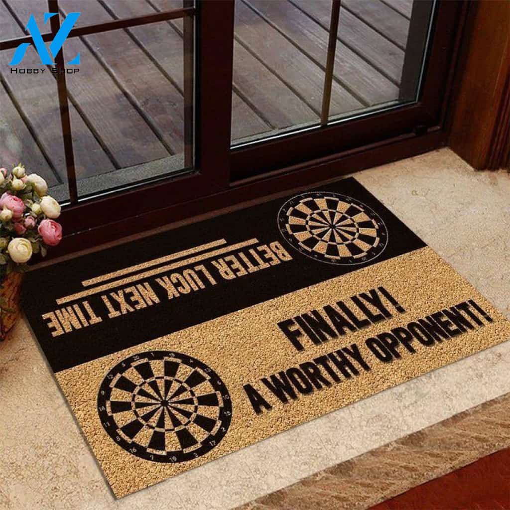 Finally! A Worthy opponent! Darts Doormat | Welcome Mat | House Warming Gift