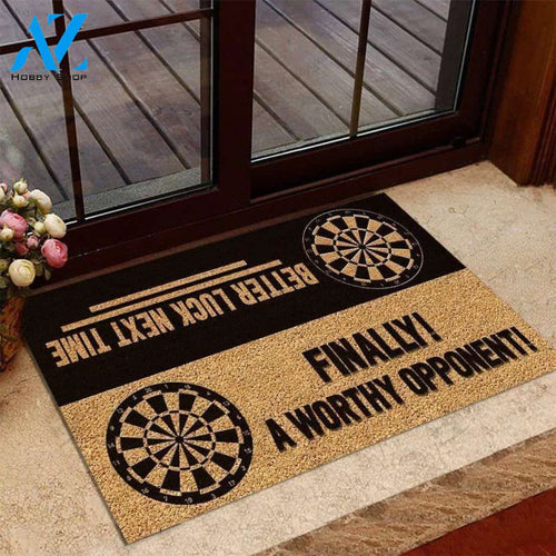 Finally! A Worthy opponent! Darts Doormat | Welcome Mat | House Warming Gift