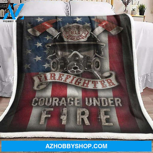 Firefighte Blanket, Courage Under Fire U.S Flag