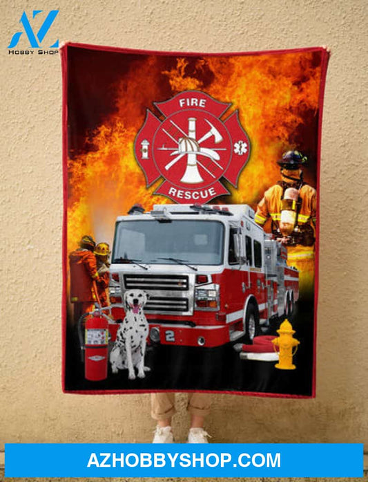 Firefighter Blanket, Fire Rescue - Firefighter Fleece Blanket