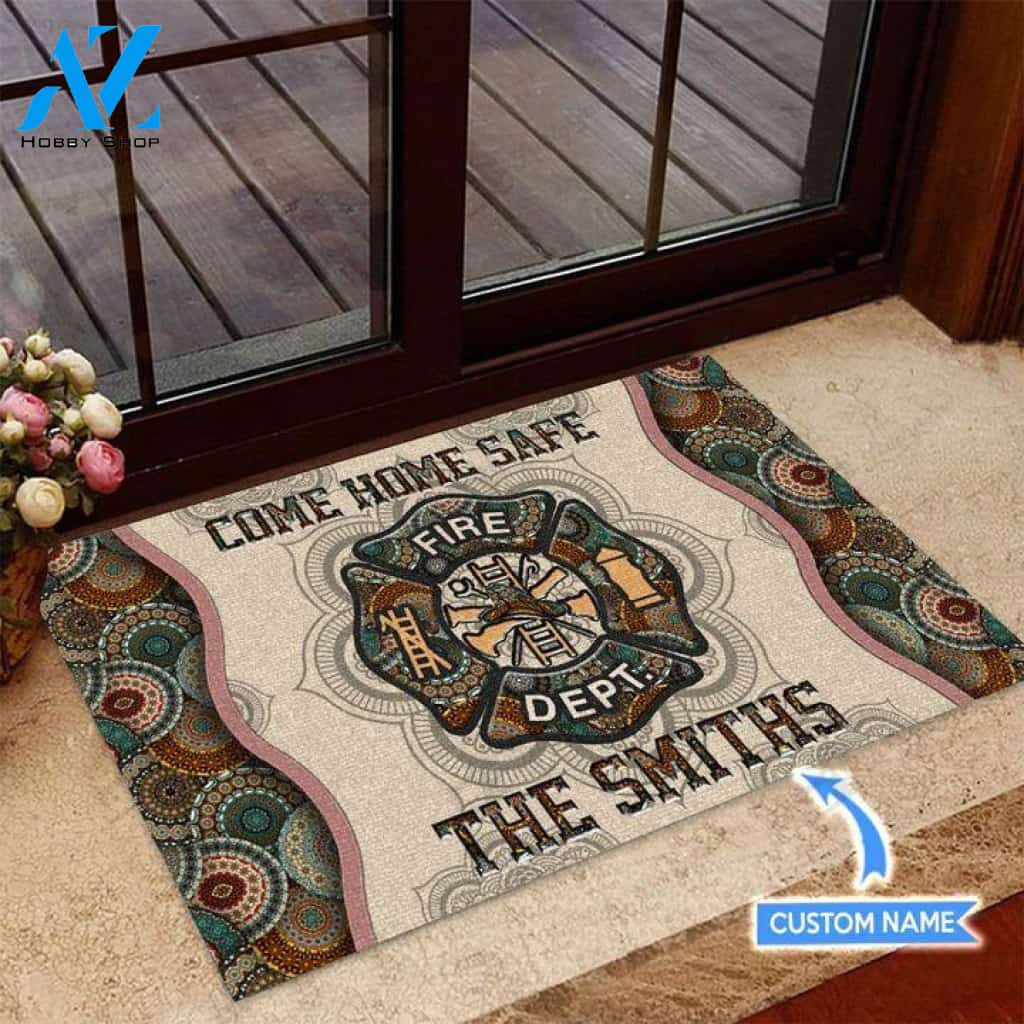 Firefighter Come Home Safe Mandala Custom Doormat