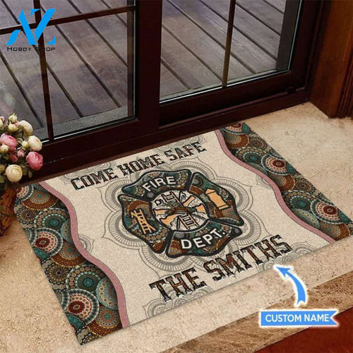 Firefighter Come Home Safe Mandala Custom Doormat